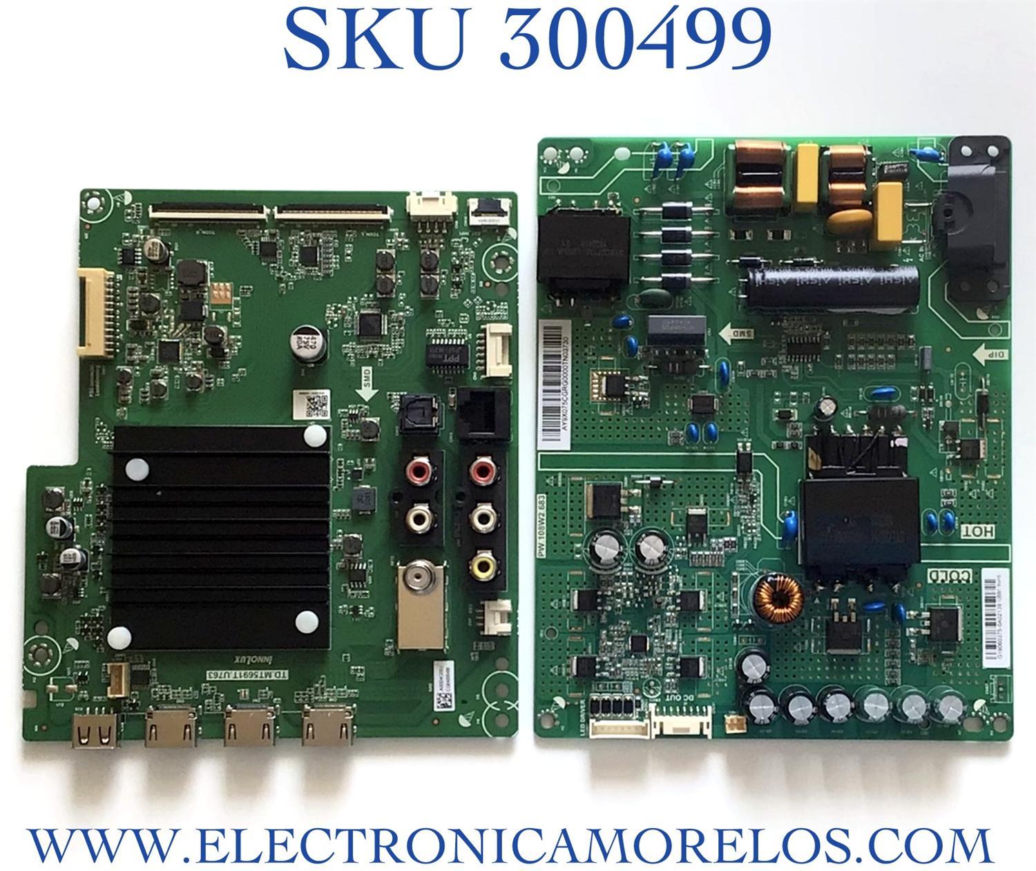 KIT DE TARJETAS PARA TV VIZIO 4K HDR SMART TV / NUMERO DE PARTE MAIN TD.MT5691T.U763 / 2605M66A0 / E203640 / A0004G00J / FUENTE PW.108W2.683 / 192E26196A / E248237 / PANEL V500DJ6-D03 REV.CA / MODELO V505-H9 / V505-H9 LIAIZB / V505-H9 LIAIZBTW